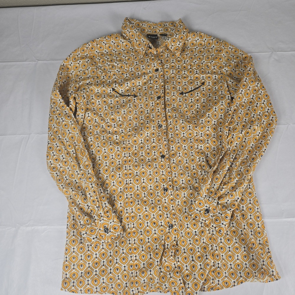 CRUEL YELLOW BRIGHT EYE LONG SLEEVE BLACK SNAP SHIRT Girls sz XXL 14-16 COTTON